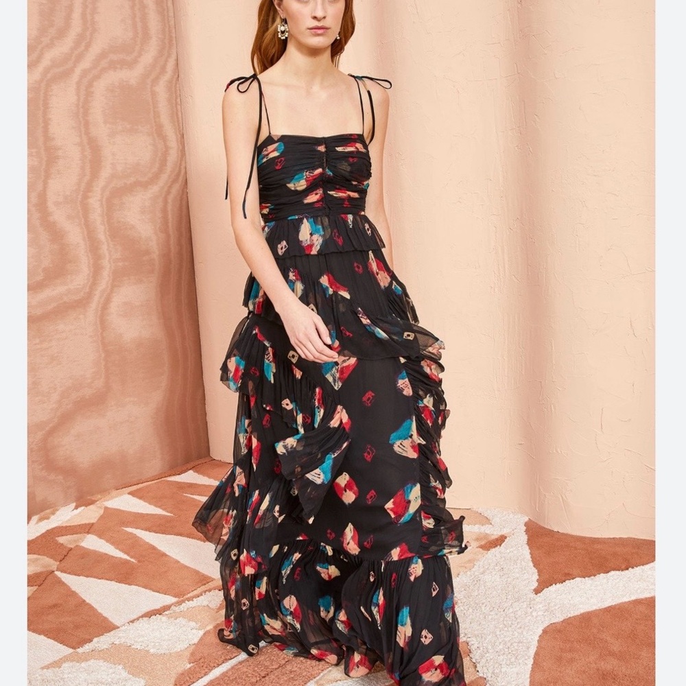 Ulla Johnson Aveline Gown- black floral maxi dress